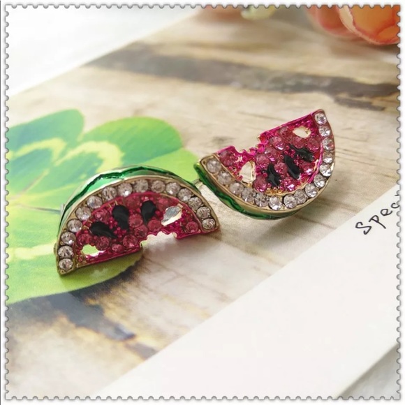 5🌟💎 🍉🍉 Adorable Watermelon Earrings Studs 🍉🍉 - Picture 2 of 5
